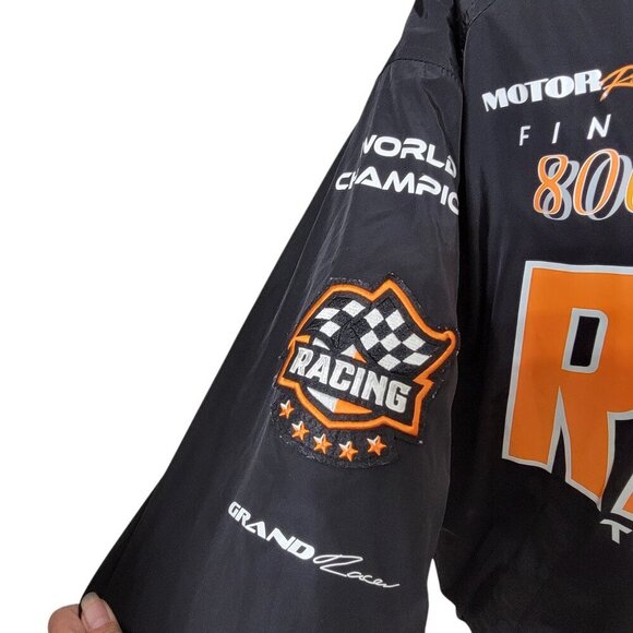 Divided (H&M) Size S Black with Orange Racing Bomber Jacket, Exc., Like New Cond - Picture 4 of 12